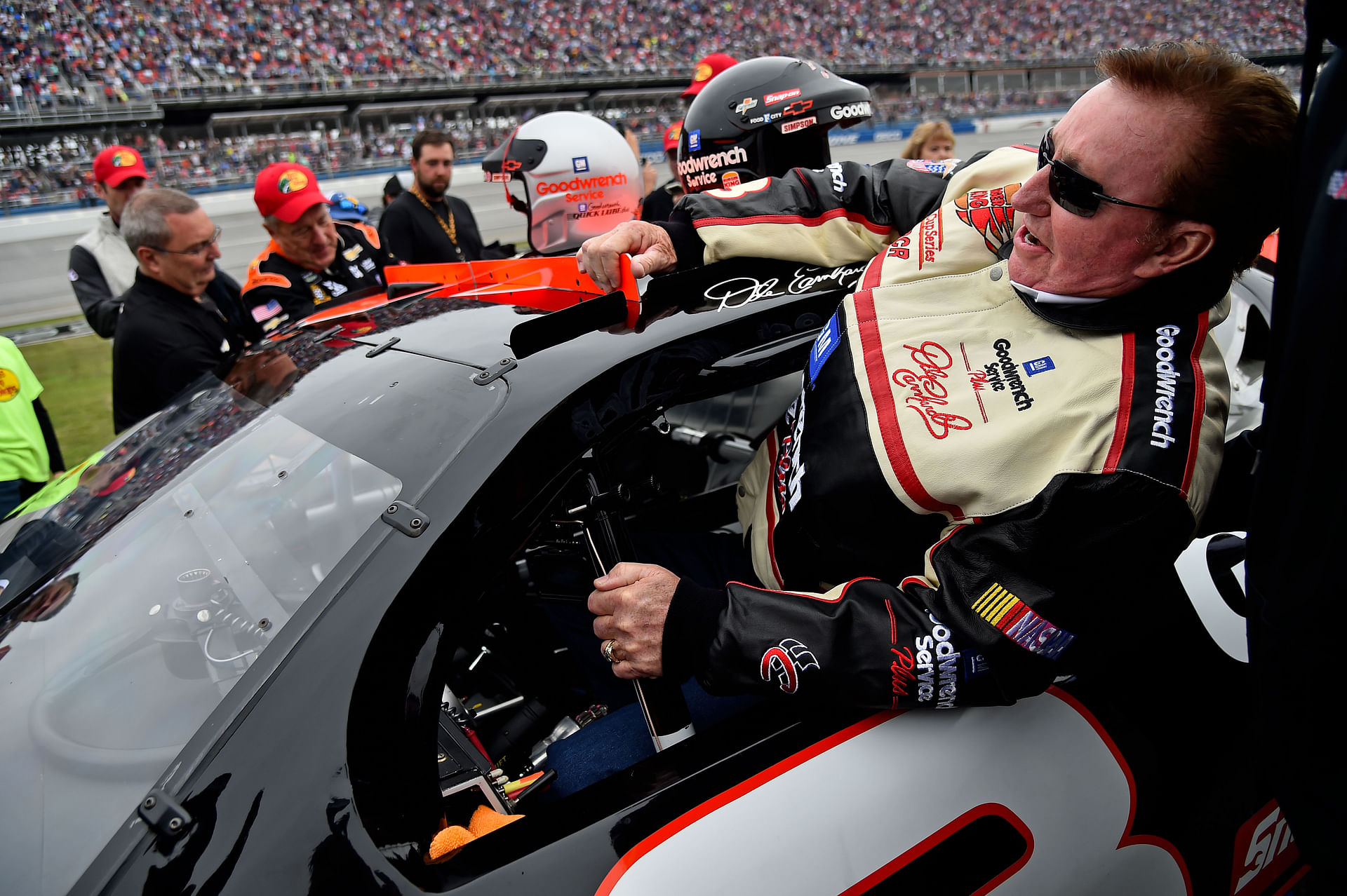 Team owner Richard Childress in the car of his late driver Dale Earnhardt Sr. (3) to pace before the 1000Bulbs.com 500 at Talladega. Source: Imagn