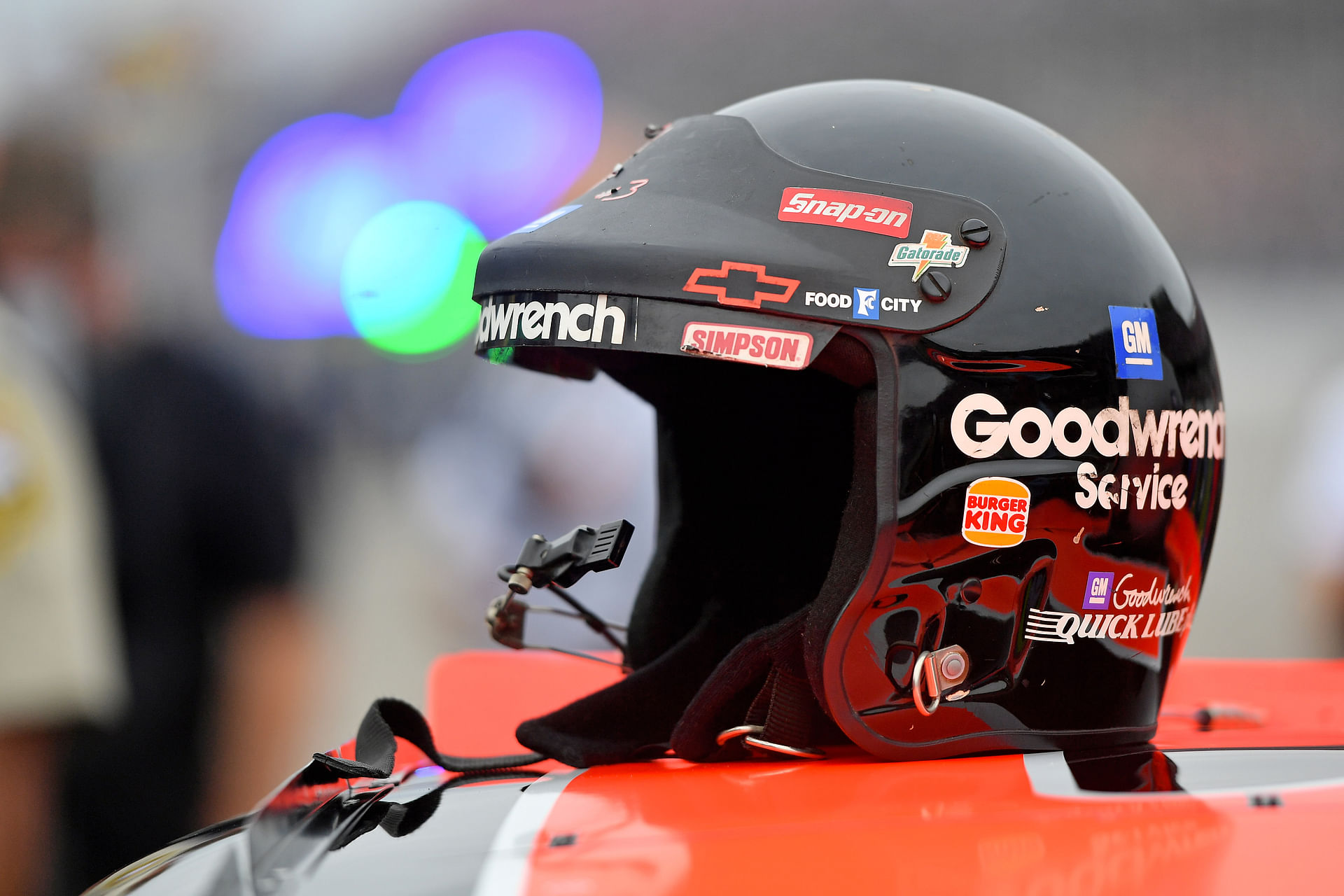 Richard Childress' helmet atop the last race-winning car of the late Dale Earnhardt Sr. at Talladega. Source: Imagn