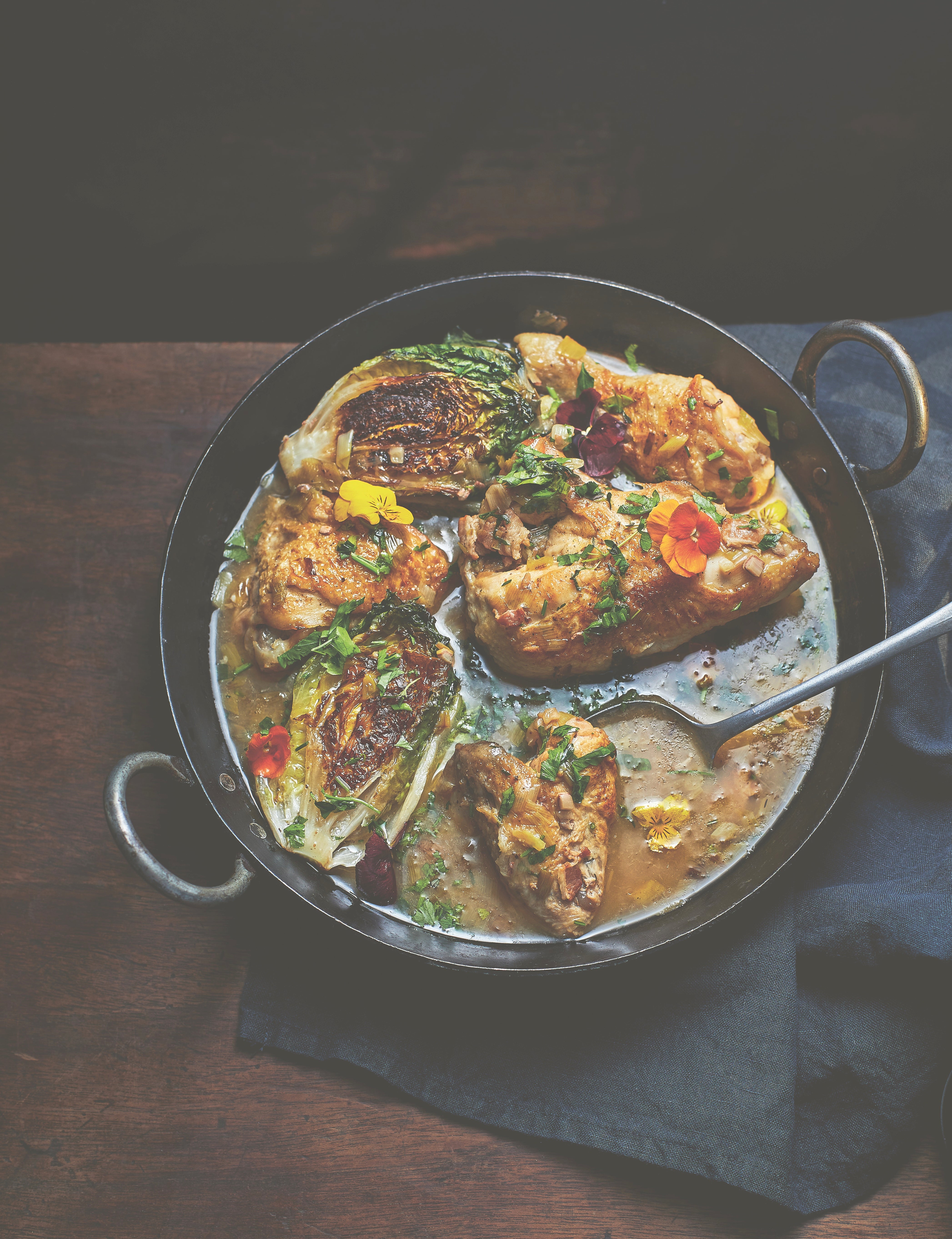 Sherry-braised chicken with lettuce: a Tudor-era dish reborn for the modern table