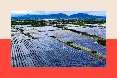 NurPhoto via Getty Images Rows and rows of solar panels n Huzhou City, Zhejiang Province, China