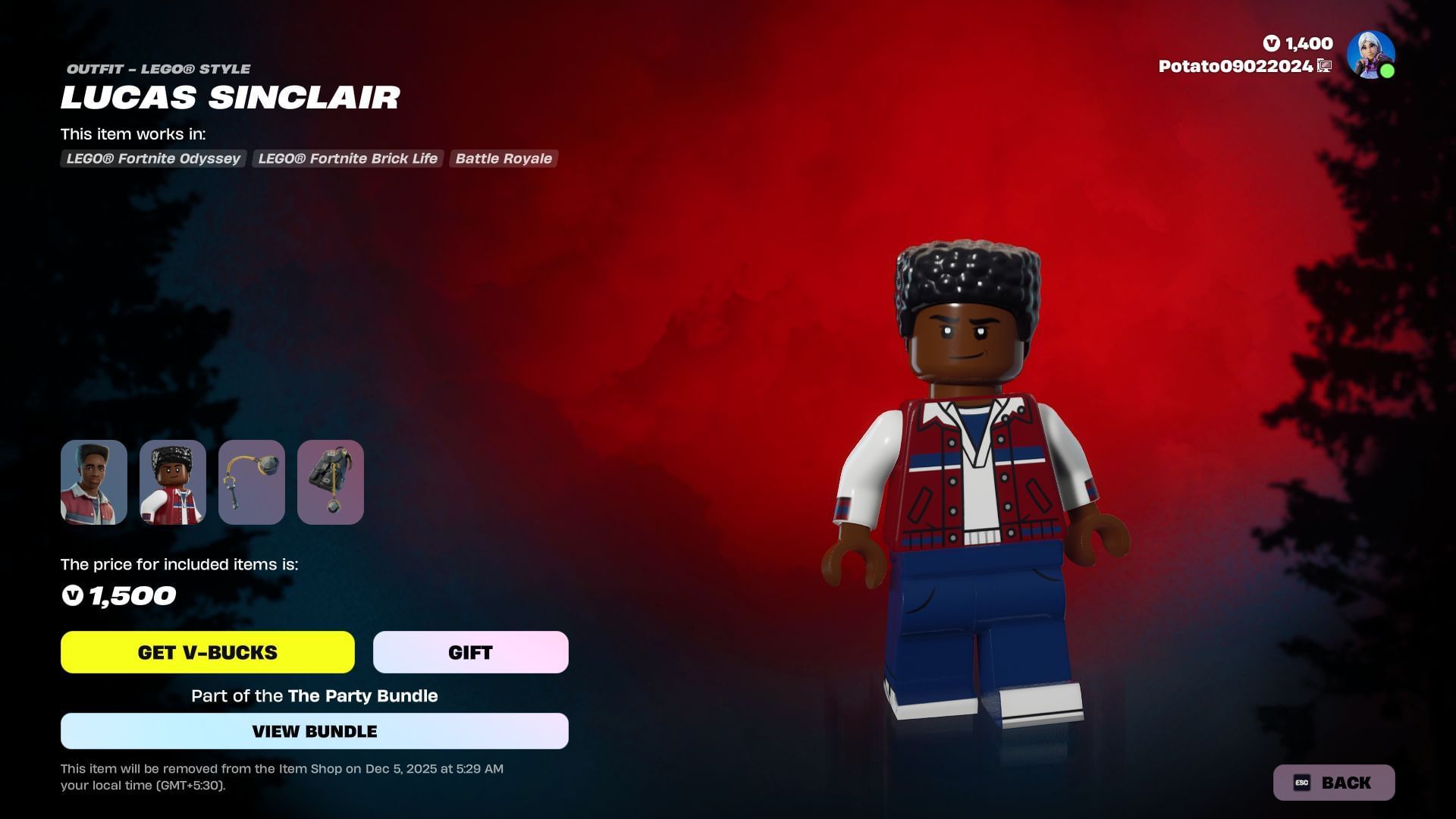 Lucas Sinclair will remain listed until December 4, 2025 (Image via Epic Games)